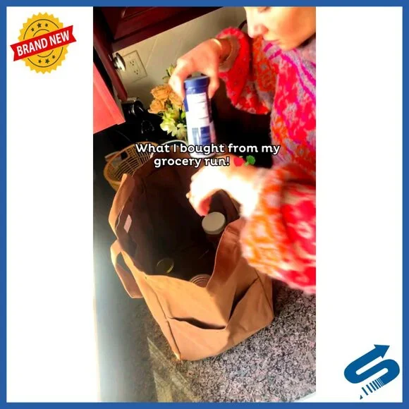 Heavy Duty Reusable Grocery Bags Foldable Multi Compartment Canvas Totes - Picture 7 of 7